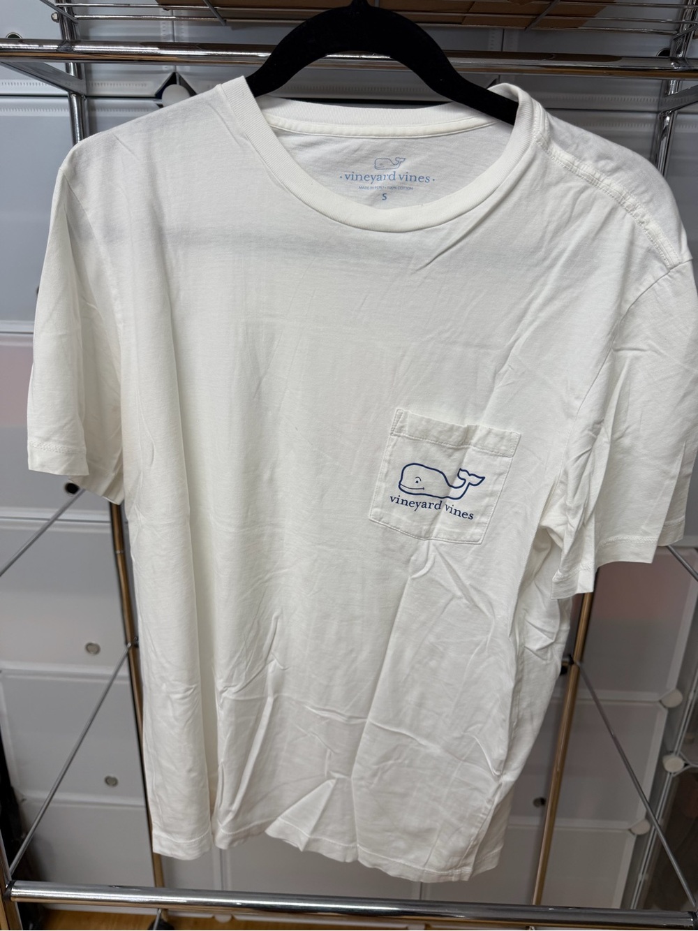 Vineyard Vines White Short-Sleeve Pocket Tee with Navy Whale